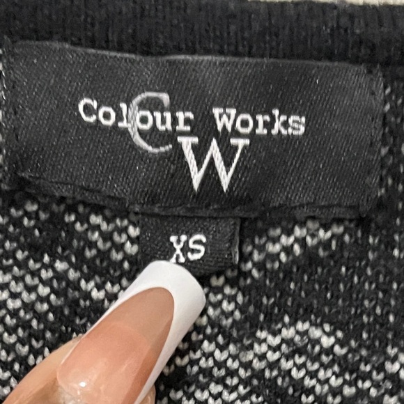 Colour Works Womens Sweater Size XS Gray Multicolored Jacquard Printed Knit Top - Picture 5 of 9